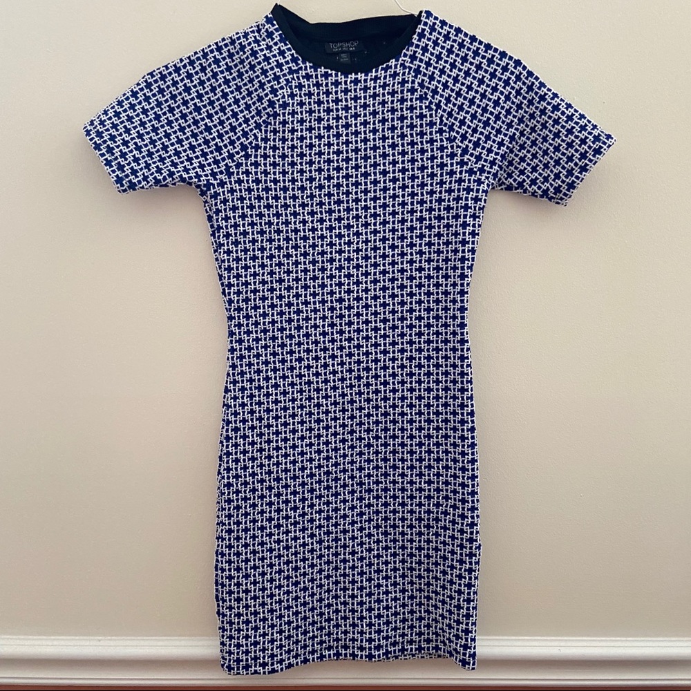 TopShop Blue and White Printed Dress